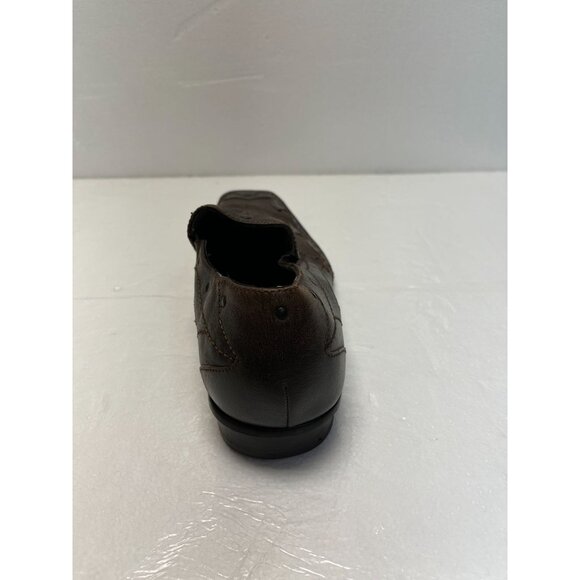 Mark Nason Brown Leather Slip-On Mens Dress Shoes‎ Size 10.5 With Western Design - Picture 3 of 14
